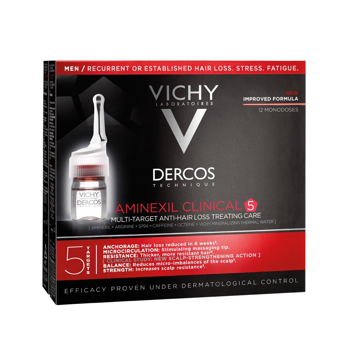 VICHY DERCOS AMINEXIL CLINICAL 5 AMPOLLETAS HOMBRE 12DS | The Glow Shop