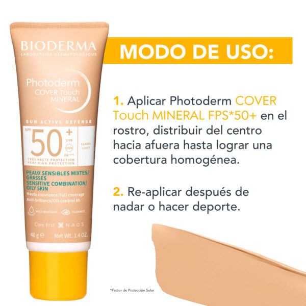 Bioderma Photoderm Cover Touch Spf50+ Tono Claro 40 Ml - Image 3