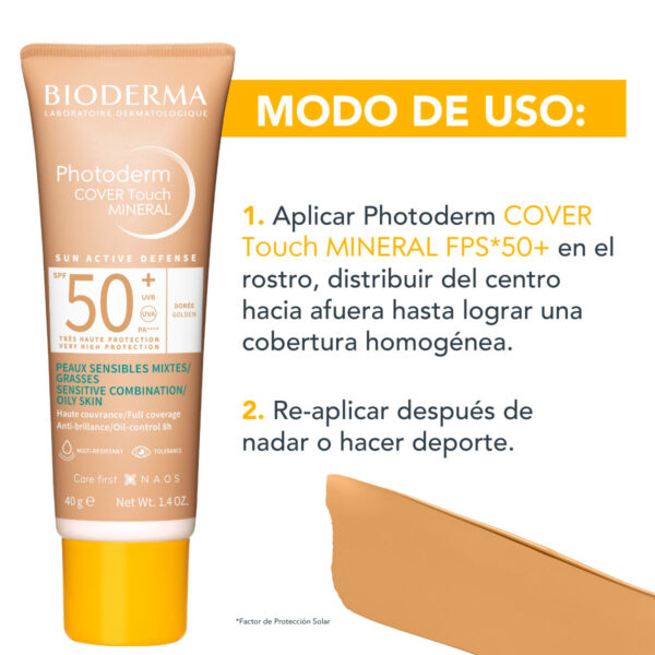 Bioderma Photoderm Cover Touch Spf50+ Tono Dorado 40 Ml - Image 3