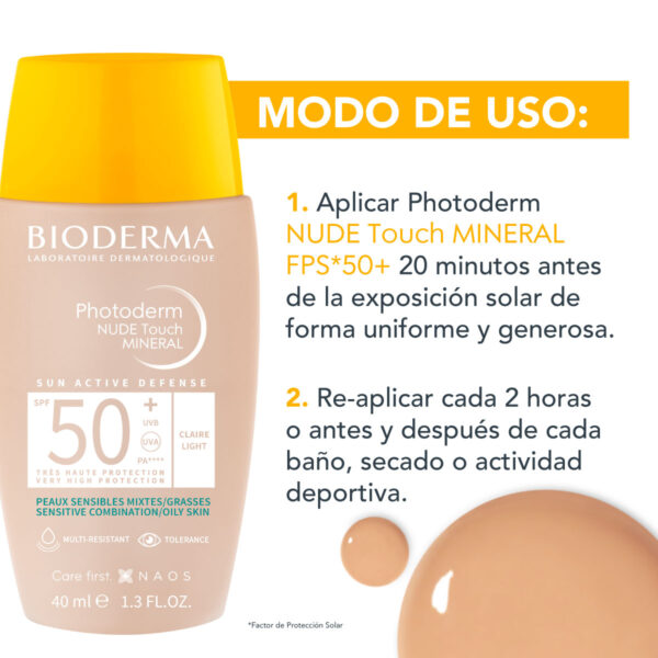 Bioderma Photoderm Nude Touch Spf50+ Tono Claro 40 Ml - Image 3