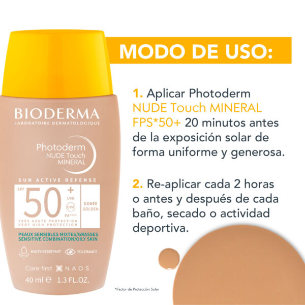 Bioderma Photoderm Nude Touch Spf50+ Tono Dorado 40 Ml - Image 3