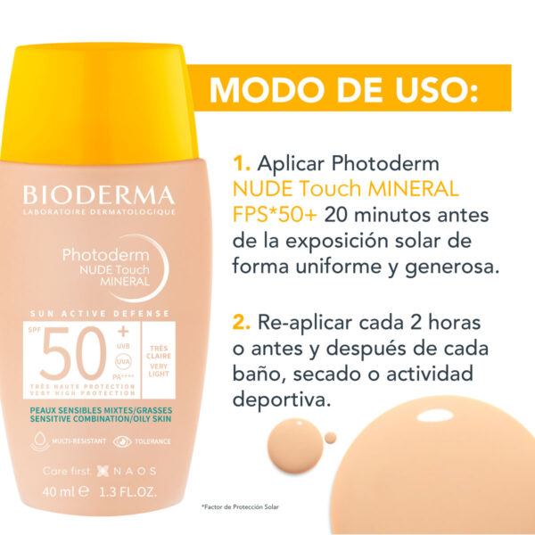 Bioderma Photoderm Nude Touch Spf50+ Tono Muy Claro 40 Ml - Image 3