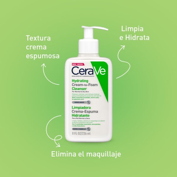 Cerave Limpiadora Crema Espumosa Hidratante 8Oz / 236Ml - Image 2