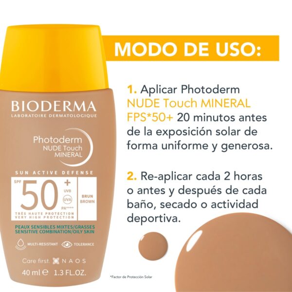 Bioderma Photoderm Nude Touch Mineral Fps 50+ Bronce 40 Ml - Image 3