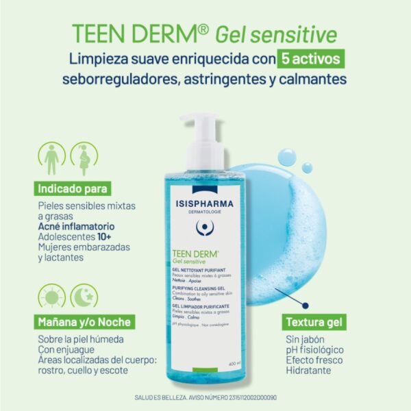 Teen Derm Gel Sensitive 400 Ml - Image 2