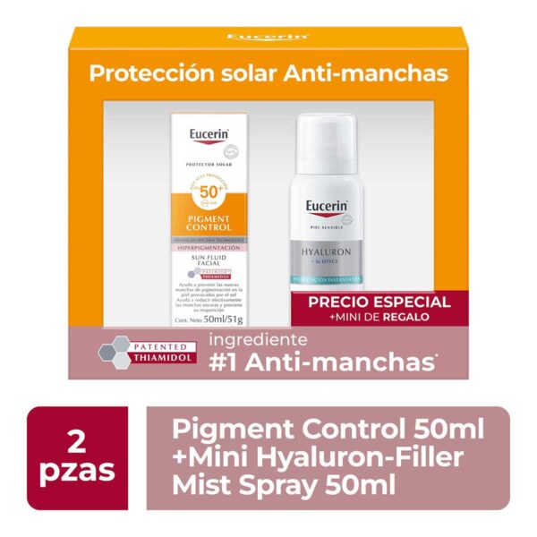 Kit Eucerin Sun Fluid Pigment Control Fps50+ 50Ml Precio Especial + Mini H. Filler Mist 50Ml Gratis