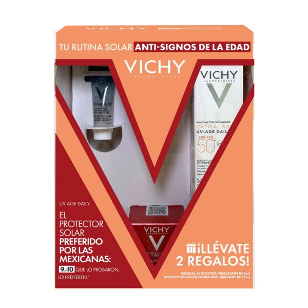 Kit Protector Solar Uv Age+ Mineral 89 Booster + Mini Crema De Dia Collagen
